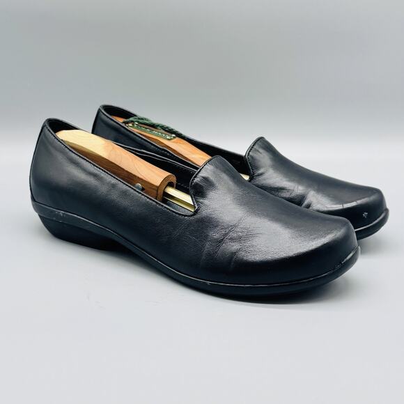 Dansko Shoes Womens EU 38 US 7.5 Black Leather Comfort Slip On Loafers Work - Picture 2 of 11
